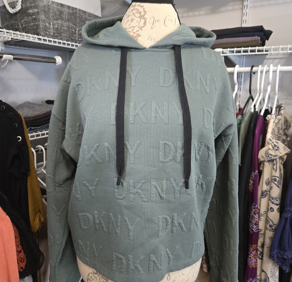 DKNY Sage Green Embossed Logo Hoodie